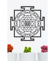 UNT Sri Yantra Mandala Kutsal Geometri Duvar Dekoru-Süsü, Ahşap Dekoratif Tablo (Siyah)