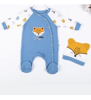 3-9 Ay Erkek Bebek Tulumu Little Fox Mavi