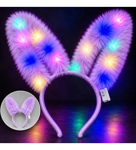 3 Modlu Led Işıklı Peluş Tavşan Kulağı Lila Renk