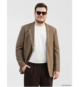 LCW Vision Kahverengi Regular Fit Keten Karışımlı Erkek Blazer Ceket