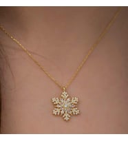 Gümüş Gold Kar Tanesi Kolye