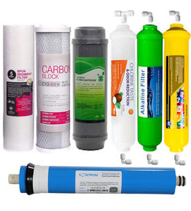 Su Arıtma Filtre Seti 7 Li Çift Karbon Vontron Mineral Alkali (Krem)