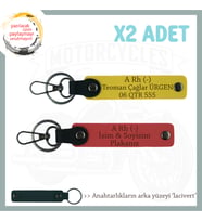 Tüm Sürücülere, İsim Plaka ve A Rh (-) Kan Grubu Yazılı x2' li Set Anahtarlık, Nar Çiçeği-Sarı-Laci