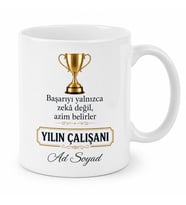 İsme Özel Yılın Çalışanı Yazılı Kupa Bardak Özel Tasarım Hediye
