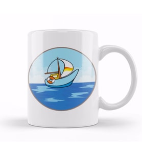 Boat İn The Sea Kupa Bardak Porselen
