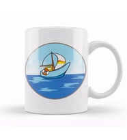 Boat İn The Sea Kupa Bardak Porselen