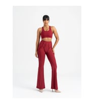 Flare Fit Bordo İspanyol Paça Dikiş Modelli Spor Tayt