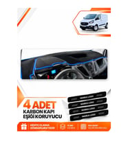 FORD TRANSİT CUSTOM (2012-2020) Uyumlu Ön Torpido Koruma Kılıfı Halısı - Siyah Mavi