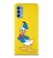 Oppo Reno 4 Soft Premier Kapak Donald Duck-D Tasarımlı Silikon Kılıf - Sarı (Şeffaf)