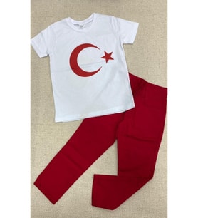 Erkek Çocuk 23 Nisan 19mayıs 29ekim Gösteri Kostüm Ayyıldız T-shırt & Pantolon Takım