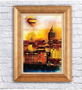 Altın Varaklı  Çerçeveli Paspartulu Tablo uu1361 (Gold)