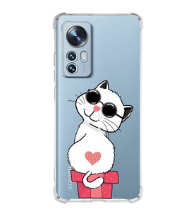 Xiaomi Mi 12 Uyumlu Köşe Korumalı Antişok Kapak Coolcat Tasarımlı Şeffaf Silikon Kılıf