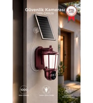Torima Güneş Enerjili IP Güvenlik Kamerası Duvar Lamba Tipi Şarjlı Dış Mekan CMR29 Kahverengi