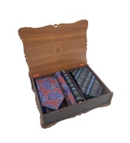 Brianze Premium Ahşap Kutulu 2'li Kravat Mendil Set (Kırmızı)