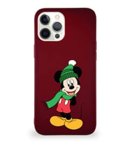Apple iPhone 12 Pro Max Soft Premier Kapak Mickey Mouse-G Tasarımlı Silikon Kılıf - Mürdüm (Şeffaf)