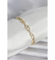 Pirinç Gold Renk Zirkon Taşlı Kadın Bileklik 5886 - HPSBYI7106-5034