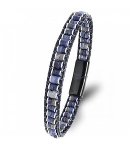 Moncuk Design Lapis & Hematit Çelik Örgülü Deri Bileklik 33512B22D10