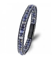Moncuk Design Lapis & Hematit Çelik Örgülü Deri Bileklik 33512B22D10