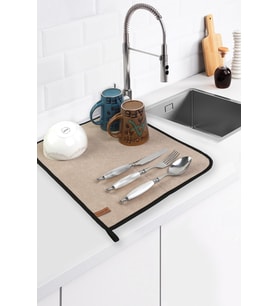 Microfiber Bulaşık Kurutma Matı 46x36 cm Kurulama Bezi Kurutma Örtüsü Tezgah Üstü Bej