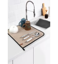 Microfiber Bulaşık Kurutma Matı 46x36 cm Kurulama Bezi Kurutma Örtüsü Tezgah Üstü Bej