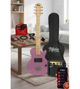 Midex CEG-34PK 5-8 Yaş Çocuklar İçin Amfili Full 1/2 34 İnç Elektro Gitar Seti Pembe