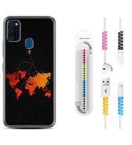 Samsung M21 M22 M23 M30 M31S M32 Kılıf Kablo Koruma Spiral Silikon İz Bırakan Uçak 1778