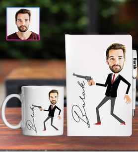 Kişiye Özel Karikatür Tasarım Defter Kalem Kupa Hediye Seti 96315