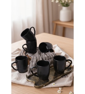 Keramika Mat Siyah Organik Kupa 10 Cm 6 Adet 956