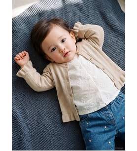 LCW baby Bej Kız Bebek Triko Hırka