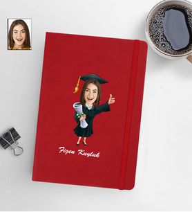 Kişiye Özel Mezuniyet Kadın Model 13x21 Kırmızı Defter-5