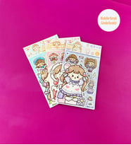 3'lü Sevimli Kız Sticker Seti
