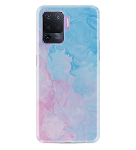 Kılıfland Oppo Reno 5 Lite Kılıf Desenli Silikon Resimli Kapak Pink Blue Abstract Kılıf 1385