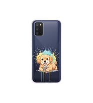Samsung Galaxy A02s ile Uyumlu Splash Köpek Tasarımlı Şeffaf Silikon Kılıf