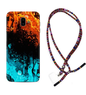 Samsung J6 Plus J7 Prime J7 Pro M20 Kılıf Boyun Asklı Rasta Silikon Orange Blue Color 1665