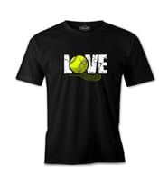 Tenis - Love Raket ve Top Siyah Erkek Tshirt
