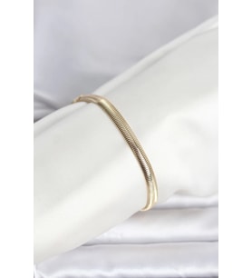 CM 14K Gold Renk Yassı Zincir Yılan Model Kadın Bileklik