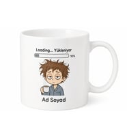Loading Yükleniyor Çizimli Uyanmaya Çalışan Sabah İnsanı Kupası Hediye Bardak