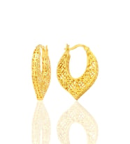 Gümüş altın yaldızlı özel işçilikli füzyon oval küpe SGTL12542GOLD