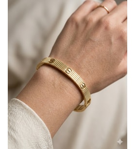 Unisex Limitsiz Aşk Detay Çelik Bileklik Gold