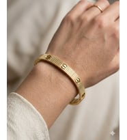 Unisex Limitsiz Aşk Detay Çelik Bileklik Gold