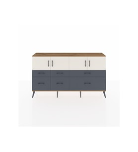 Arges Konsol 4 Raflı 6 Çekmeceli 4 Kapaklı 176x30x99 Çam-Aytaşı/Antrasit