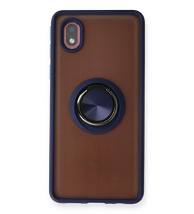 Newface Samsung Galaxy A01 Core Kılıf Montreal Yüzüklü Silikon Kapak - Lacivert