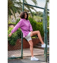 CHUBA Kadın Lila Kapüşonlu Oversize Outdoor Retro Polar Hoodie 22WK299