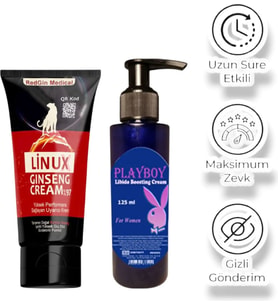Linux Cream Erkeklere Özel Bölge Kremi 50 Ml + Bayanlara Özel Playboy Libido Boosting Cream 125 Ml