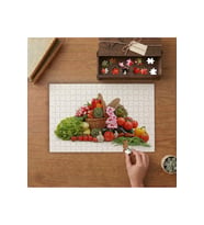 Sepette Sebze ve Meyve Görselleri Tasarımı 240 parça Ahşap Puzzle Ahşap Kutuda MP01632
