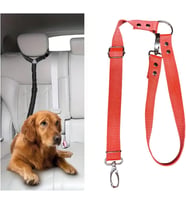 Araç İçi Köpek Emniyet Tasması, Ayarlanabilir Metal Kancalı (Kırmızı)