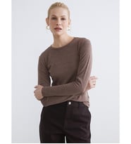 LCWAIKIKI Basic Bej Bisiklet Yaka Kadın Body