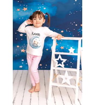Pia Baby Premium %100 Pamuk İsme Özel Çocuk Pijama Takımı 1-8 Yaş 5071-14 (Pembe)