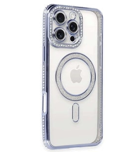 iPhone 16 Pro Kılıf Joke Simli Magneticsafe Kılıf - Mavi