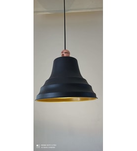 Rys Retro Metal Siyah Bakır Duylu Dekoratif Rustik Tekli Sarkıt Avize Çap:27 cm